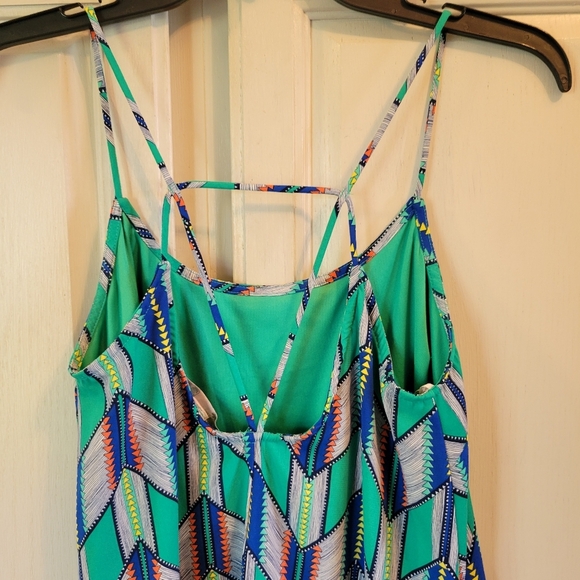 Forever 21 Green Chevron Pattern Strappy Dress - Picture 3 of 6